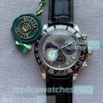 Best Quality Replica Rolex Daytona Grey Dial Black Leather Strap Men's Watch